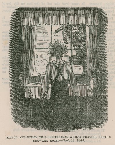 Apparizione terribile a un gentiluomo, mentre si radeva, in Edgware Road, Londra - 30 settembre 1846 da English School