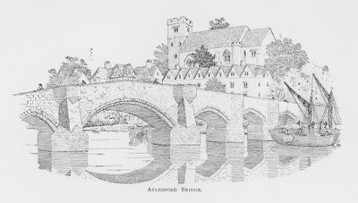 Ponte di Aylesford (litografia) da English School