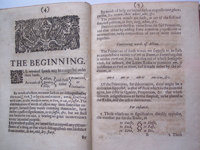 Pagine da The ground-work, or foundation laid, (or so intended) for the framing of a new perfect language: and an universal or commonwriting di Francis Lodowyck, pubblicato a Londra, 1652 da English School