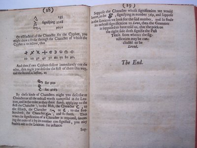Pagine da The ground-work, or foundation laid, (or so intended) for the framing of a new perfect language: and an universal or commonwriting di Francis Lodowyck, pubblicato a Londra, 1652 da English School