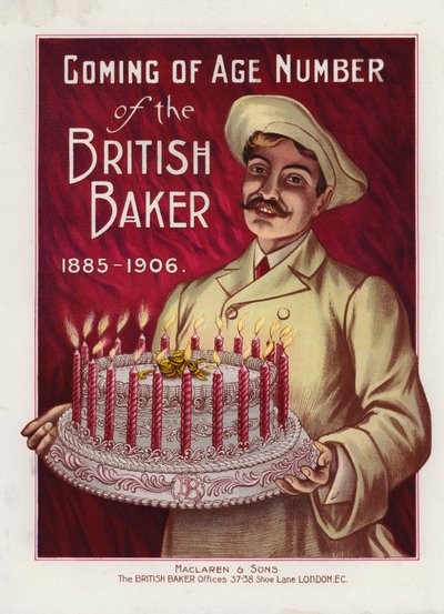 Fornaio con torta con 21 candele da English School