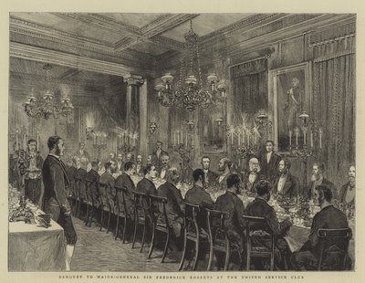 Banchetto per il Maggiore Generale Sir Frederick Roberts al United Service Club, illustrazione per The Graphic, 4 dicembre 1880 da English School