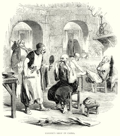 Negozio di barbiere al Cairo (incisione) da English School