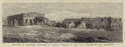 Caserme a Cawnpore, difese dal Generale Wheeler nel 1857, fino a ridursi a questa condizione (incisione) da English School