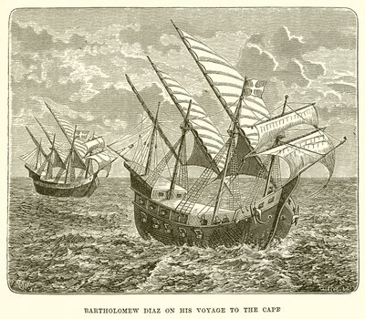 Bartolomeo Diaz nel suo viaggio verso il Capo da English School