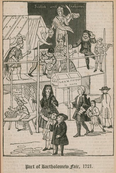 Fiera di Bartholomew, 1721; Stand di Lee e Harper da English School