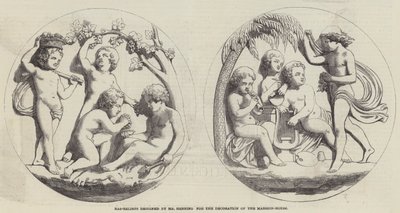 Bassorilievi disegnati da Mr Henning per la decorazione della Mansion-House (incisione) da English School