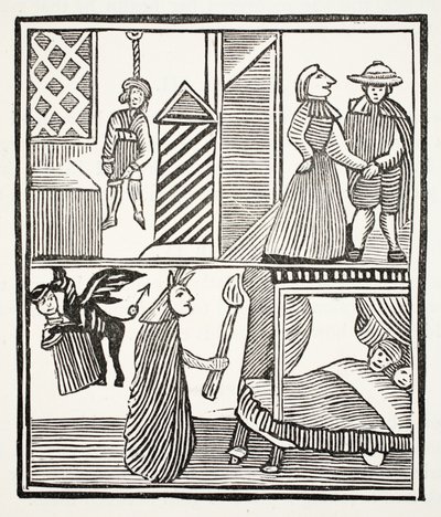 La Tragedia di Bateman, illustrazione da Chap-books of the Eighteenth Century di John Ashton, pub. 1882 da English School