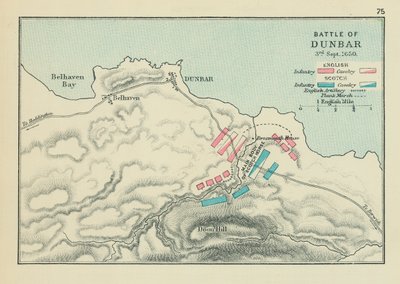 Battaglia di Dunbar (litografia a colori) da English School