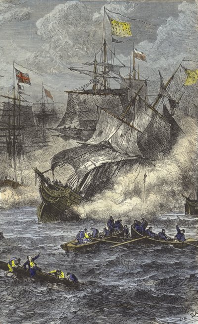 Battaglia di La Hogue, 1692 da English School