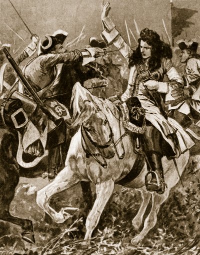 Battaglia di Malplaquet, 11 settembre 1709: Chevalier St. George ferito durante la Guerra di Successione Spagnola da English School