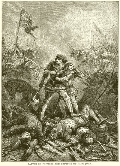 Battaglia di Poitiers e cattura del re Giovanni da English School