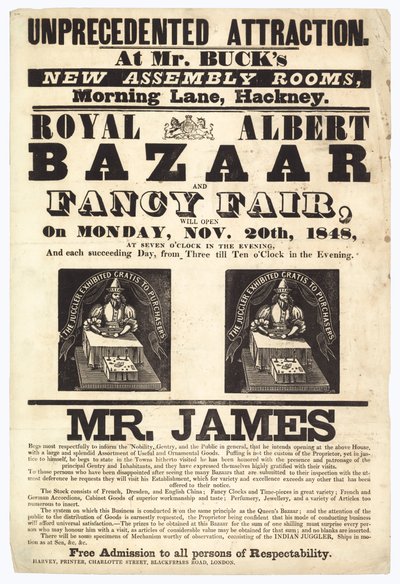 Bazar e fiera di beneficenza, 20 novembre 1848 da English School