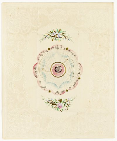 Sii tuo, c.1830 (stampa a colori valentino con bordo di pizzo) da English School