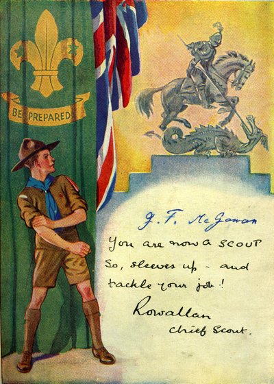 Sii preparato, Carta di iscrizione dei Boy Scout, 1947 da English School