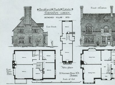 Bedford Park Estate, Turnham Green, da The Building News, 1879 da English School