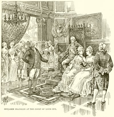 Benjamin Franklin alla corte di Luigi XVI da English School