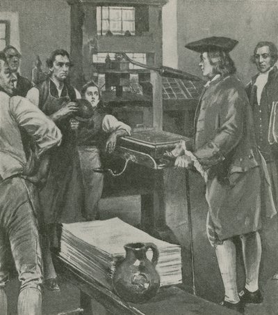 Benjamin Franklin visita la tipografia del suo vecchio maestro a Londra da English School