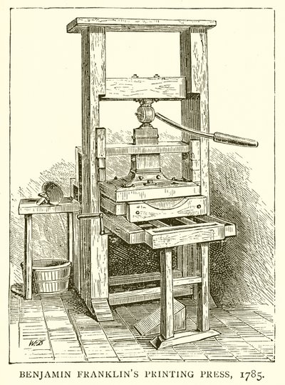 Stampa di Benjamin Franklin, 1785 da English School