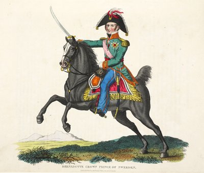 Bernadotte, Principe della Corona di Svezia, pub. da Richard Evans, inciso da Romney, illustrazione da An Historical Account of the Battle of Waterloo di William Mudford, 1816 da English School