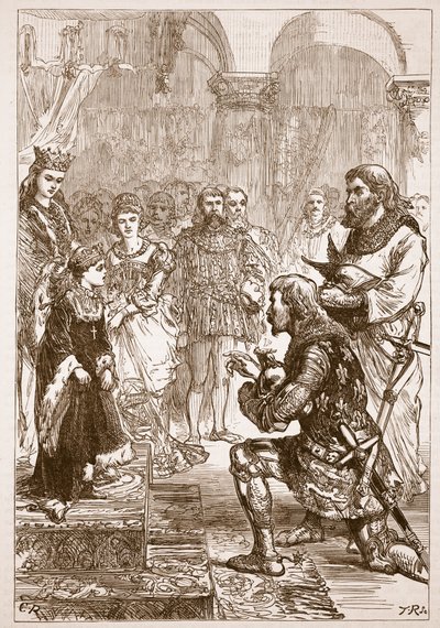 Fidanzamento della principessa Isabella con Riccardo, illustrazione da Cassells Illustrated History of England da English School