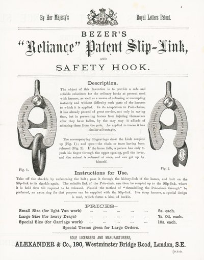 Bezers Reliance Patent Slip-Link e Safety Hook da English School