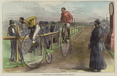 Gara di biciclette a Lillie Bridge da English School