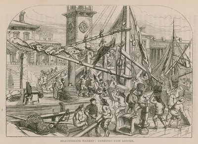 Mercato di Billingsgate, scarico del pesce da English School