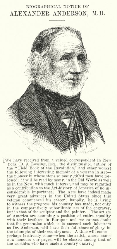 Notizia biografica di Alexander Anderson, MD (incisione) da English School