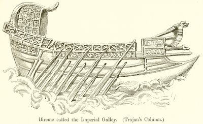 Bireme chiamata la Galea Imperiale (Colonna di Traiano) da English School