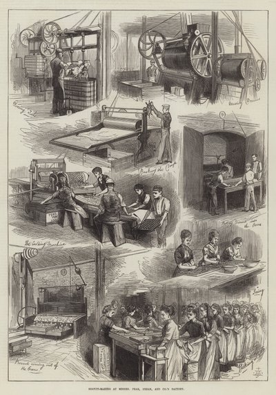 Produzione di biscotti presso la fabbrica di Messers Peak, Frean e Company (incisione) da English School