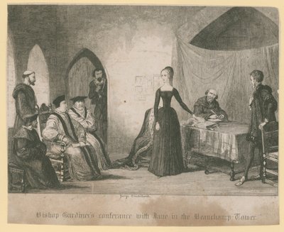 La conferenza del vescovo Gardiner con Jane nella Torre di Beauchamp da English School