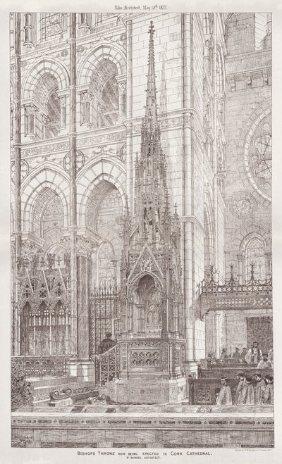Trono del Vescovo ora in costruzione nella Cattedrale di Cork (incisione) da English School
