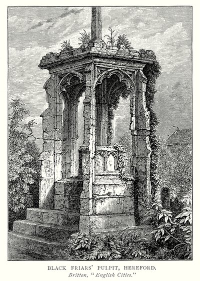 Pulpito dei frati neri, Hereford (incisione) da English School
