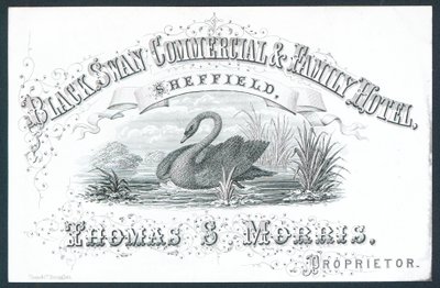 Black Swan Commercial & Family Hotel, Sheffield, biglietto commerciale da English School