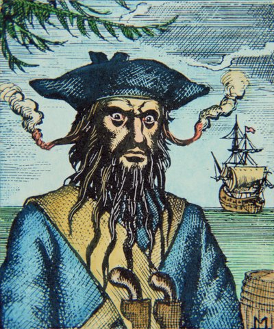 Barbanera il pirata (incisione colorata) da English School