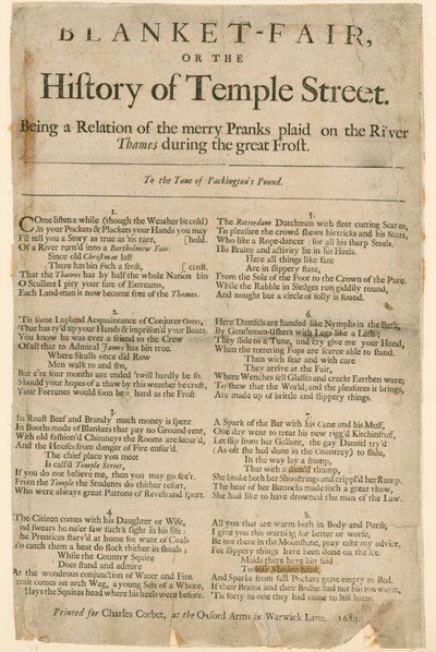Blanket Fair. Poema sulla Frost Fair del 1684 da English School
