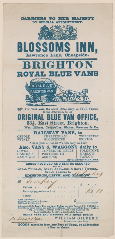 Blossoms Inn, Lawrence Lane, Cheapside, Bill da English School