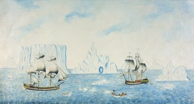 Barche che raccolgono ghiaccio, c.1773 da English School