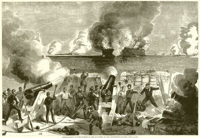 Bombardamento di Fort Sumter da parte delle batterie degli Stati Confederati, 13 aprile 1861 da English School