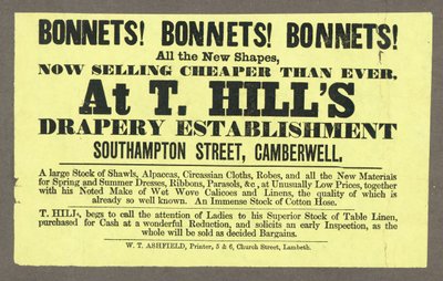 Cappelli! Cappelli! Cappelli! a T Hills, Southampton Street, Camberwell, Londra da English School