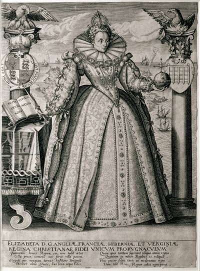 Frontespizio del libro che celebra il felice e prospero regno della Regina Elisabetta I, 1596 da English School