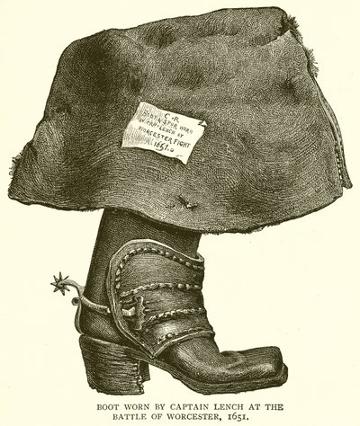 Stivale indossato dal Capitano Lench nella battaglia di Worcester, 1651 da English School