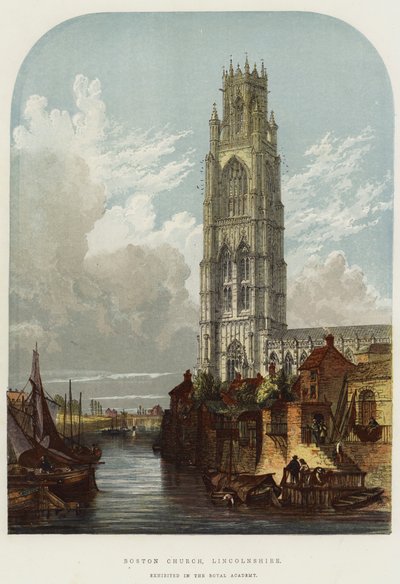 Chiesa di Boston, Lincolnshire (cromolitografia) da English School