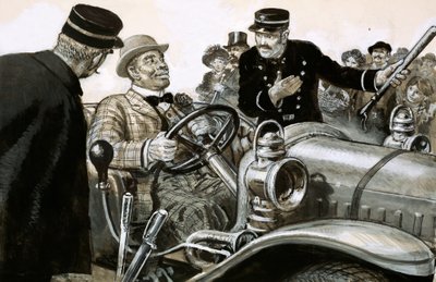 Il pugile Jack Johnson al volante di un