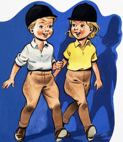 Ragazzo e ragazza in jodhpurs da English School
