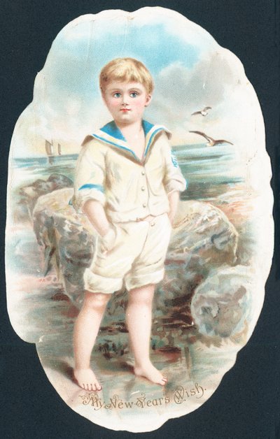 Ragazzo che sguazza nel mare, Cartolina di Capodanno da English School