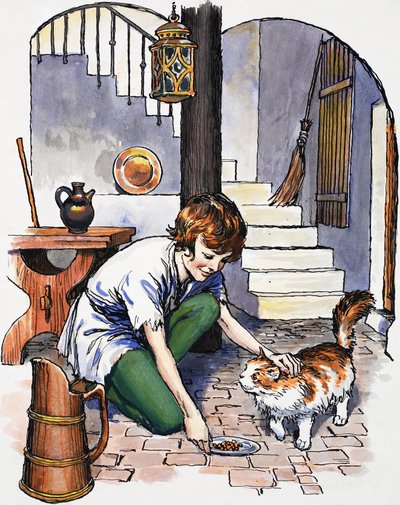 Ragazzo con gatto da English School