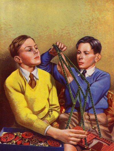 Ragazzi che costruiscono con un set di costruzioni giocattolo da English School