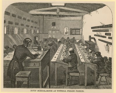 Aula scolastica dei ragazzi alla prigione di Tothill Fields da English School
